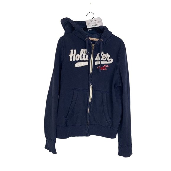 Hollister Sweaters - Hollister Women's Zip Hoodie California 1922 Sweat Jacket Size Medium Navy Blue
